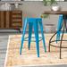 Homall 30" High Backless Distressed Antique Metal Indoor-Outdoor Barstool Metal in Blue | 30 H x 17 W x 17 D in | Wayfair ET-BT3503-30-CB-GG