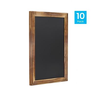 Flash Furniture 10-HGWA-GDIS-CRE8-762315-GG Wall Mount Chalkboard Sign - 10 Pack, 11"W x 17"H, Pine Wood Frame, Brown