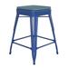 Flash Furniture CH-31320-24-BL-PL2C-GG Counter Height Backless Stool w/ Wood Seat - Steel, Teal Blue