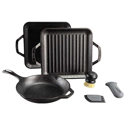 Lodge LC6GMSETA 6 piece Seasoned Gourmet Set, Cast Iron, Black