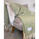 Sage green and grey Illusion weave pure new wool blanket throw. British made blanket. Available in two sizes