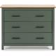 Commode 3 tiroirs en pin massif / vert 100 cm