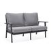 Latitude Run® Vangilder 56.69" Wide Outdoor Loveseat w/ Cushions Metal/Rust - Resistant Metal in Gray | 34.25 H x 56.69 W x 33.66 D in | Wayfair