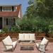 clihome Wame 5 Piece Sofa Seating Group w/ Cushions Plastic in Brown | 32.3 H x 78.74 W x 34.65 D in | Outdoor Furniture | Wayfair WSCL-H5321