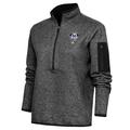 Women's Antigua Heather Black Atlanta Crackers Fortune Half-Zip Pullover Jacket