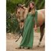 Free People Dresses | Free People Beach Dark Green Open Back Sylvie Long Sleeve Maxi Dress Xs | Color: Green | Size: Xs