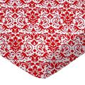 SheetWorld 100% Cotton Woven Baby Fitted Changing Pad Cover Sheet 16 x 33 Red Damask