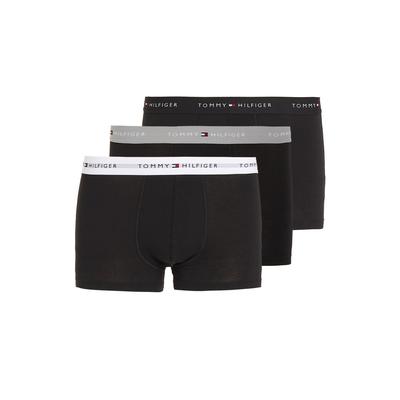 Boxer "TRUNK 3 PACK", Herren, Gr. L (52), grau (grau, heather, schwarz, weiß), Jersey, Obermaterial: 95% Baumwolle, 5% Elasthan, TOMMY HILFIGER UNDERWEAR, unifarben, kontrastfarbene Details, körpernah, Unterhosen, mit kontrastfarbenem Logobund Image