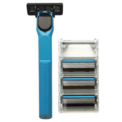 SHAVEMEBABY Set: Designgriff mit 4 Klingen blau
