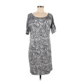 Banana Republic Factory Store Casual Dress - Shift Boatneck Short Sleeve: Gray Snake Print Dresses - Women's Size Medium