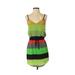 Twelfth Street by Cynthia Vincent Casual Dress - Mini V Neck Sleeveless: Green Print Dresses - Women's Size P