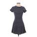 BDG Casual Dress - A-Line Crew Neck Short sleeves: Blue Print Dresses - Women's Size Small