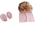 Bonnet en coton avec pompon détachable accessoires de photographie pour nouveau-né bonnet avec