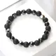 Bracelet perlé en pierre naturelle d'oeil de tigre pour hommes obsidienne de lave noire bracelets