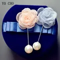 Balance CHO Organdy Fleur Corsage pour Femme Broche Boutonnière du Marié Bleu Épingles de Corsage