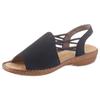 Sandale RIEKER, Damen, Gr. 41, blau (nachtblau), Nubuklederimitat, unifarben, klassisch, Schuhe Damenschuh Riemchensandale Sandale Sommerschuh, Sommerschuh, Sandalette, Keilabsatz, mit Gummizugbändern