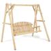 Outdoor Wooden Porch Swing A Frame Wood Log Swing Bench Chair