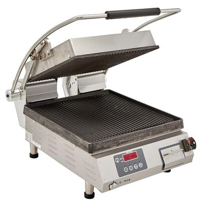 Star PGT14IE Single Commercial Panini Press w/ Cast Iron Grooved Plates, 120v, Electronic Control w/ Timer, 120 V, Stainless Steel
