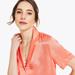 Nautica Women's Satin Short-Sleeve Camp Shirt Pale Coral, M