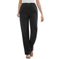 Plus Size Women's Elastic Waist Mockfly Straight-Leg Corduroy Pant by Woman Within in Black (Size 38 T)