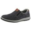 Slipper RIEKER, Herren, Gr. 47, blau (navy braun), Leder, sportlich, Schuhe, Halbschuh, Freizeitschuh, Schlupfschuh mit modischer Blattnaht