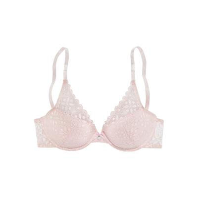 Push-up-BH S.OLIVER "Amelie", Damen, Gr. 75, Cup A, rosa, Spitze, Obermaterial: 60% Polyamid, 35% Polyester, 5% Elasthan, feminin, BHs, aus floraler, transparenter Spitze, Dessous Image
