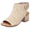 Sandalette RIEKER, Damen, Gr. 36, beige (sand), Textil, elegant, Schuhe Schaftsandale Sandalette, Sommerschuh, Sandalette, Blockabsatz, in modischer Flecht-Optik
