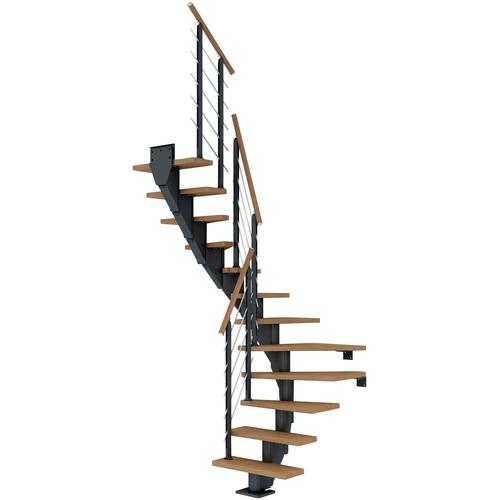 „DOLLE Mittelholmtreppe „“Frankfurt““ Treppen Gr. 1/4 gewendelt, grau (anthrazit) Treppen“
