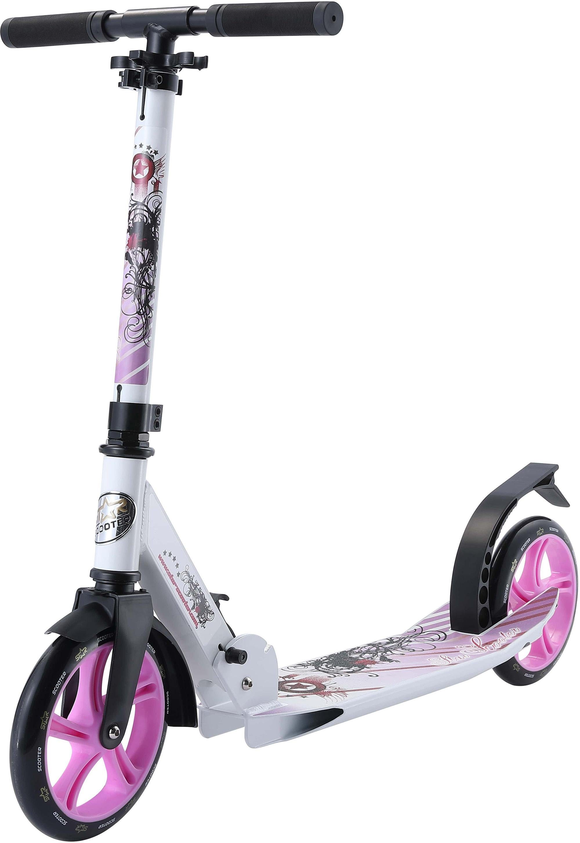 Cityroller STAR-SCOOTER, lila (violett, weiß), RollerB:33cm L:95cm, mit abgesenktem Trittbrett, B:33cm L:95cm