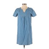 Madewell Casual Dress - Mini V Neck Short sleeves: Blue Print Dresses - Women's Size 2X-Small