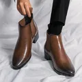 Bottes décontractées en cuir véritable pour hommes chaussures de bureau rétro bottes de rinçage
