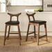 Donata Mid-Century Modern Vegan Leather 24" Counter Stool in Black (Set of 2) - Faux Leather