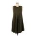 Silence and Noise Casual Dress - Mini Crew Neck Sleeveless: Green Solid Dresses - Women's Size Small