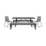 Armen Living Koala Shasta Camino 5-Piece Outdoor Wood Dining Set in Gray/Black