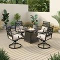 Sophia & William 5-Piece Outdoor Patio Dining Set 50 000 BTU Fire Pit Table and Cushioned Swivel Chairs