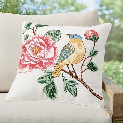 Wilder Peony & Finch Outdoor Pillow - Grandin Road