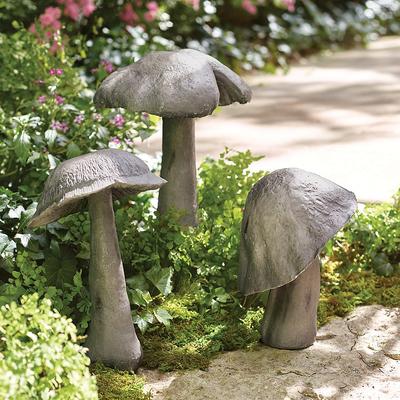 Faux Stone Mushrooms, Set Of Three - Grandin Road