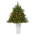 Nearly Natural 4.5 Wyoming Mixed Pine Artificial Christmas Tree with 250 Clear Lights and 462 Bendable Branches in Red Tower Planter