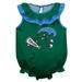 Girls Infant Green Tulane Wave Sleeveless Ruffle Bodysuit