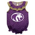 Girls Infant Purple North Alabama Lions Sleeveless Swirls Ruffle Bodysuit