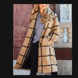 Jessica Simpson Jackets & Coats | Jessica Simpson Beige & Black Windowpane Sherpa Coat - Medium | Color: Black/Tan | Size: M