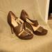 Nine West Shoes | Cute Nine West Taupe Strappy Open-Toe Heels | Color: Gray/Tan | Size: 10