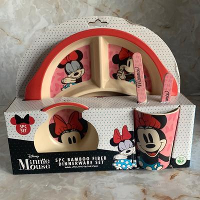 Disney Dining | Disney: Minnie Mouse/ 5 Pc Bamboo Fiber Dinnerware Set | Color: Pink/Red | Size: Os