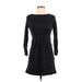 Ann Taylor Casual Dress - A-Line Crew Neck 3/4 sleeves: Black Print Dresses - Women's Size Small Petite