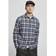 Langarmhemd URBAN CLASSICS "Urban Classics Herren Checked Roots Shirt" Gr. XL, US-Größen, blau (darkblue, weiß) Herren Hemden Langarm