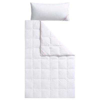 Daunenbettdecke + Kopfkissen HAEUSSLING "Swiss Royal", weiß, B/L: 155cm x 220cm Anzahl Teile 1, B/L: 40cm x 80cm Anzahl Teile 1, Bezug: Baumwolle Füllung: Entendaune/-feder, normal, Bettdecken Bezug: 100% Baumwolle. Kopfkissen Bezug: 100% Baumwolle.... Image