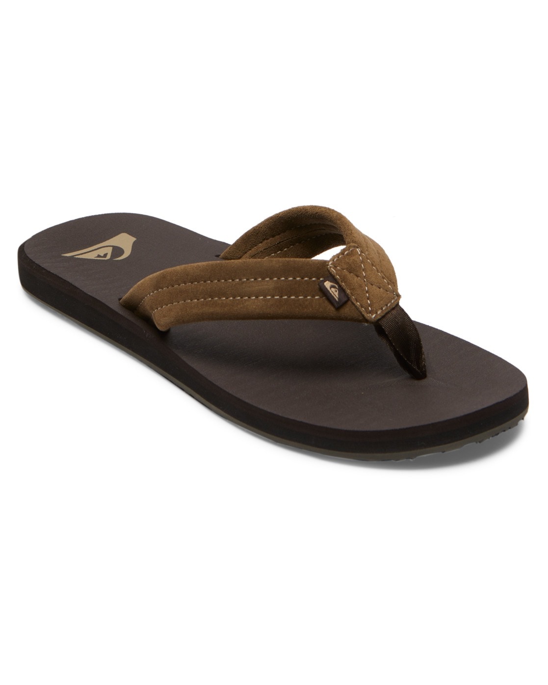 Sandale QUIKSILVER "Carver Suede Core", Herren, Gr. 7(40), braun (braun 1), Obermaterial: Leder / Außensohle: Synthetischer Gummi, Schuhe Zehentrenner