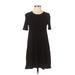 BCBGeneration Casual Dress - A-Line Crew Neck Short sleeves: Black Print Dresses - Women's Size X-Small
