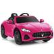 GYMAX Kids Ride on Car, 12V Battery Powered Licensed Maserati Toy Car with Remote Control, Music, Horn, Radio, USB, Spring Suspension & Safety Belt, Children Electric Vehicle for Boys Girls (Pink)