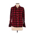 Old Navy Long Sleeve Button Down Shirt: Red Checkered/Gingham Tops - Women's Size Medium